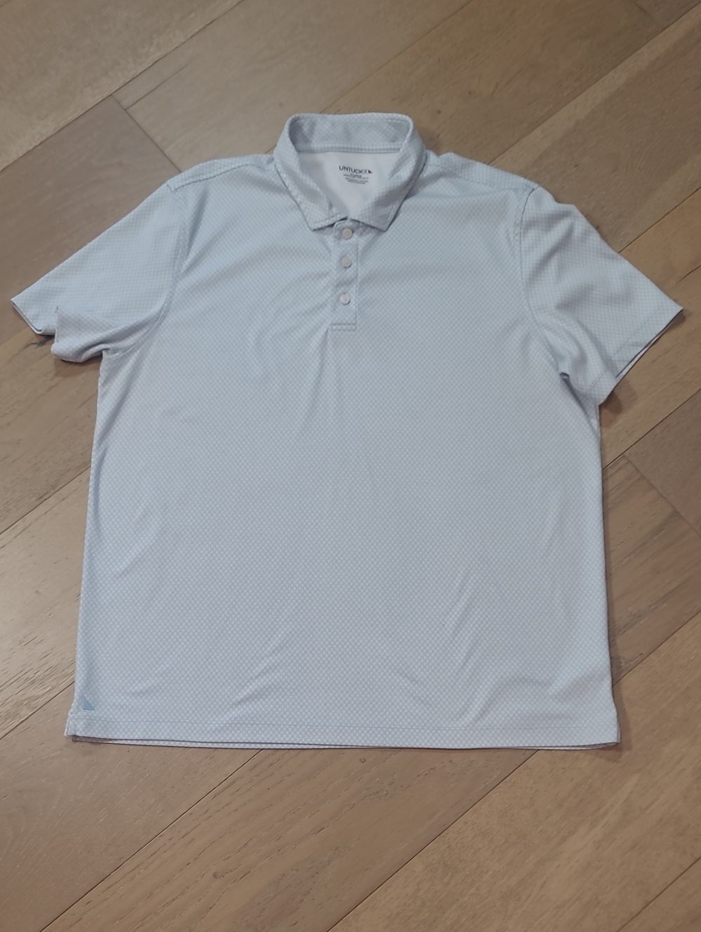 EUC UNTUCKit Polo Shirt Men's sz XL Light Blue Floral Golf/Athleisure Shirt